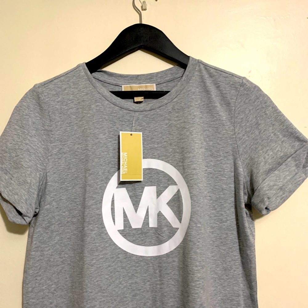 MICHAEL KORS PEARL HEATHE MK LOGO SHIRT DRESS M